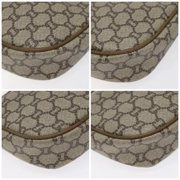 GUCCI GG Plus Supreme Shoulder Bag PVC Beige Auth